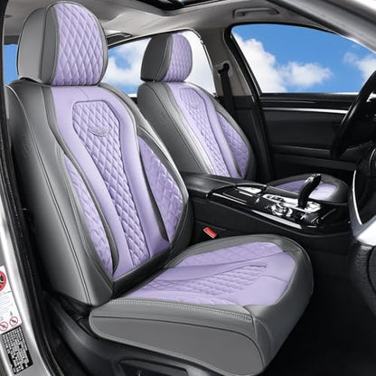 Coverado Leather Seat Covers 2 Seats, Car Seat Covers Front Seats, Purple Car Seat Cover 2 Pack, Front Car Seat Covers, Car Seat Cushion, Auto Seat Covers Driver Seat Protector Universal Fit Most Cars - color: Gray/Purple, size: FrontPair