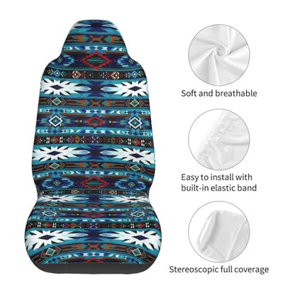 Front Seat Covers for Cars Boho Bohemian Bucket Seat Cover Aztec Saddle Blanket Universal Fit Car Seat Cover Non-Slip Auto Seat Dog Kid Protector Cloth Seats Cushion Van Truck SUV, Western - color: Aztec
