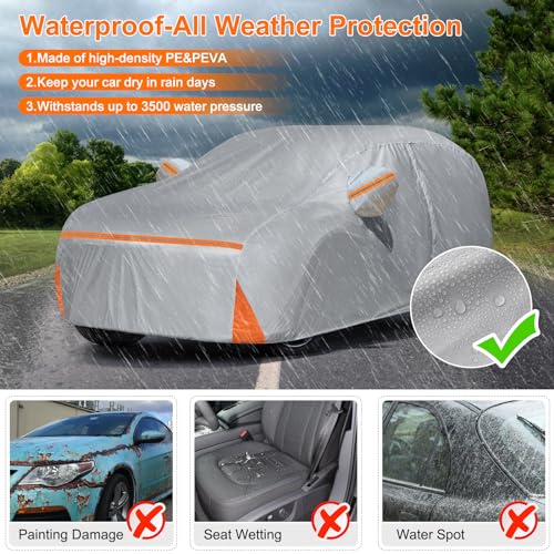 Car Cover for 2014-2026 Lexus NX/NX250/NX300/NX350, Waterproof Custom-fit All Weather Sun Rain UV Dust Snow Protection Outdoor NX350 Full Car Cover with Door Zipper and Cotton Lining-Gray - size: NX350 Cover