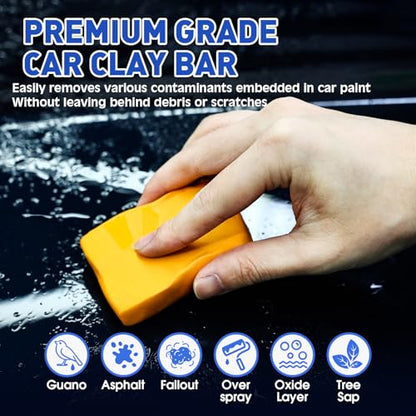 TEAWOO Clay Bars Kit, 6 Clay Bars & 20 PCS Lubricant Tablets, Complete Car Detailing Kit, Spray Bottle, Disposable Gloves and Microfiber Towels for Car Detailing Cleaning - size: 6 count