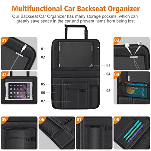 Siivton 2-in-1 Car Seat Protector & Kick Mat with iPad Holder - Kids Backseat Organizer with Touchscreen Pocket, Storage Pockets & Waterproof Cover for Child Safety and Mess-Free Rides
