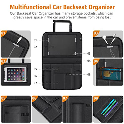 Siivton 2-in-1 Car Seat Protector & Kick Mat with iPad Holder - Kids Backseat Organizer with Touchscreen Pocket, Storage Pockets & Waterproof Cover for Child Safety and Mess-Free Rides