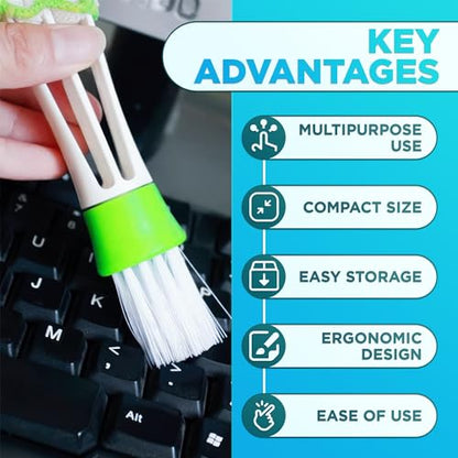 Car Vent Brush Multifunctional Cleaning Brush - Auto Vent Cleaner Tool for Car Detailing Car Interior Duster Reliable Plastic & Nylon, Handy Size, Triple Design, Compact Storage, Removable for Washing