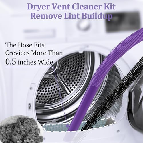 Dryer Vent Lint Vacuum Atttachments Kit and Crevice Tool for Dyson Gen 5 V15 V12 V11 V10 V8 V7 Detect Outsize Slim Absolute Cyclone Vacuum Cleaner Nozzle Flexible Dryer Lint Remove Hose Cleaner Kit - style: Dryer Hose Kit Purple