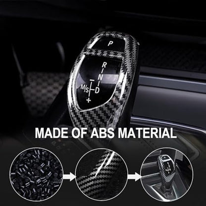 Car Gear Shift Knob Cover Carbon Fiber Grain Accessories for BMW F06 F07 F10 F20 F22 F30 F32 F34 X3 X4 X5 X6 Interior Trim Protector 1 2 3 4 5 Series GT(2010-2019) - size: BMW-1PCS