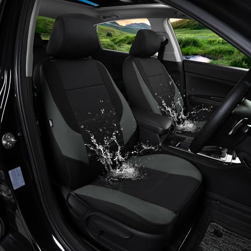 GIANT PANDA Neoprene Full Set Car Seat Covers, Leak-Proof & Waterproof Front&Rear/Back Car Seat Protector Fit 95% Cars Sedans SUV（Grey/Gary+Black） - color: Grey&Black, size: Full Set