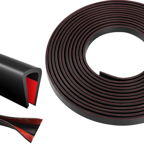 Silicone Edge Trim Self-Adhesive U Channel Silicone Edge Trim Edge Protector for Sheet Metal (Black, Fit 5/16" - L 10') - color: Black, size: Fit 5/16" - L 10'