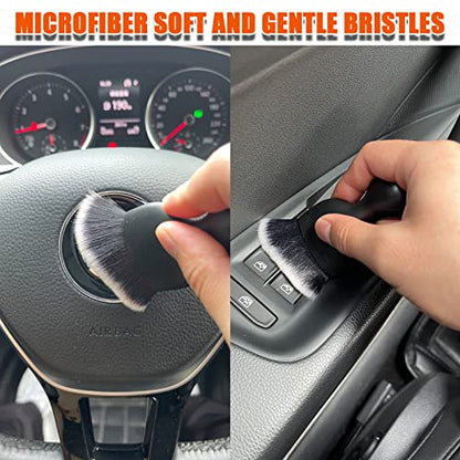 Car Interior Detailing Brush, Ultra Soft Non-Scratch Dust Brush, Car Interior Cleaning Tool for Cleaning Panels, Air Vent, Leather (Black & White) - color: Black & White