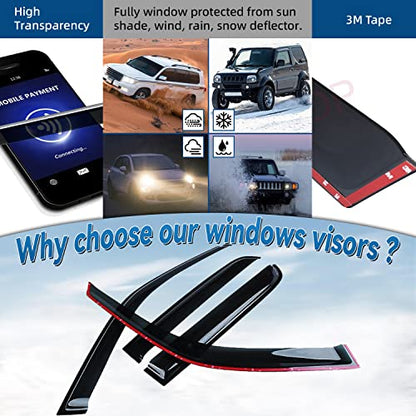 4pcs Window Rain Guard Compatible with 1997-2001 Honda CR-V CRV Outside Mount Tape-On Window Visors - size: Compatible With 1997-2001 Honda Cr-v
