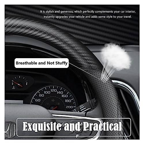 Black Car Steering Wheel Cover Compatible with Honda, Nappa Premium Leather Carbon Fiber Texture Automotive Steering Wheel Cover Fits Honda Accord, Civic, CRV, Fit, Odyssey, Pilot - size: Standard (For 14.5-15 Inch Steering Wheel)