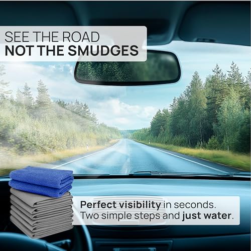 Claro Glass Towels Car Detailing 8-Pack – Streak Free Windshield Cleaner Cloth | Auto Glass Cleaner for Car Windows, Mirrors & Screens | Microfiber Car Cleaning Cloth for Detailing & Interior Use - style: Auto Glass Cleaning Pack