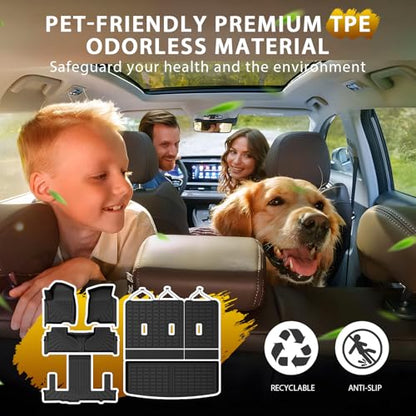 Powerty Floor Mats for 2021-2025 2026 Chevrolet Chevy Tahoe/GMC Yukon 7 Passenger Car Mats, All Weather TPE Custom Cargo Liner Seat Back Covers Protectors Full Set Car Accessories (Not for Yukon XL) - size: 2)Chevy Tahoe/GMC Yukon 7Seater｜21-26｜Full Set