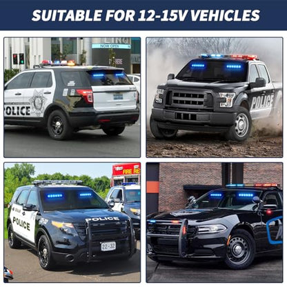 4X 6.1 inch Blue Emergency Strobe Police Lights 24 LED Waterproof Hazard Warning Flashing Safety Dash Front/Rear/Side Windshield Lights for Cop Firefighter Ambulance Vehicles Trucks Car - color: Blue