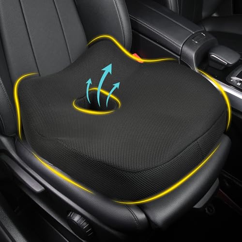 Car Seat Cushion, Ergonomic Memory Foam Car Cushion for Sciatica Pain Relief, Larger Driving Seat Pillow for Short Drivers on Long Drives - Butt Pillow for Truck, Office, Wheelchair - Classic Black - color: Classic Black, size: Standard