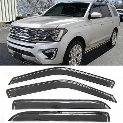 Rain Guards Window Visors Vent Deflectors for 1997-2017 Ford Expedition/1998-2017 Lincoln Navigator, Side Wind Deflectors Window Vent Guard Shade Sun Car Accessories 94233 4-Pieces Set - size: 1997-2017 Expedition/Lincoln Navigator