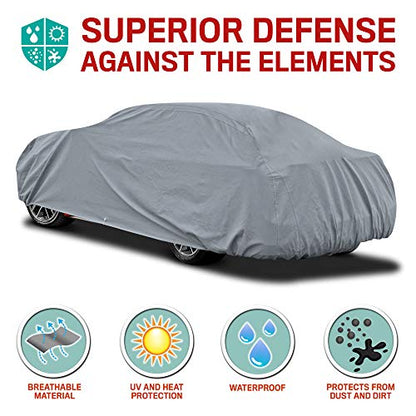 Motor Trend Breathable Lightweight Car Cover, Anti-Moisture Build-Up Water-Resistant Scratch-Resistant Travel-Friendly, Universal Fit for Cars SUVs Trucks Vans All-Weather Outdoor/Indoor, (S) 157" L - size: S