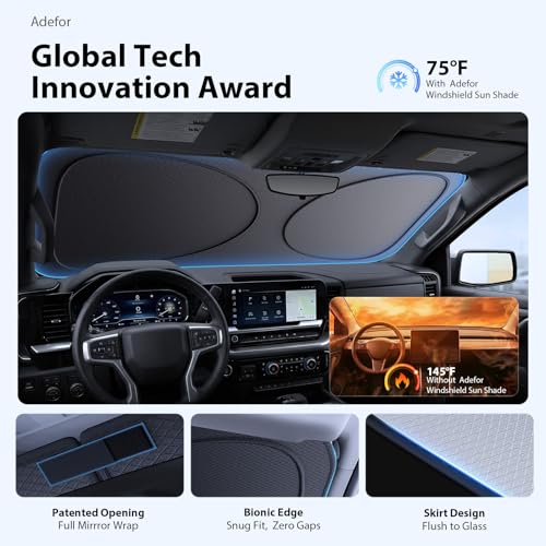 Upgraded Windshield Sun Shade for Chevrolet Silverado 1500, Ram-1500 & Sierra [Nano Ice-Crystal Cooling, 99.9% Sun Protection] Foldable Sunshade with Storage Bag, Car Accessories, M(64 x 32 in) - size: M| 64"L x 32"W