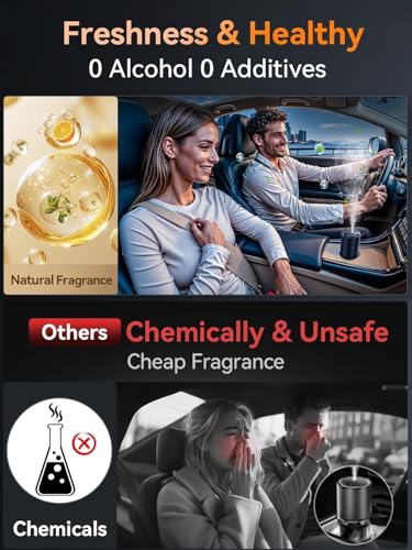 Ceeniu Smart Car Air Fresheners, New smell experience by Ultrasonic mist, Auto On/Off, Powerful Built-in Battery, Long lasting natural fragrance, Adjustable car freshener, Bamboo scent - style: Bamboo Forest