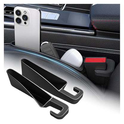 2PCS Short Car Seat Gap Filler Organizer with Seats Belt Holes,Anti-dropout Seat Gap Filler Fills Console Gaps,Universal Car Seats Gaps Plug with Storage Slot for Cars Storage