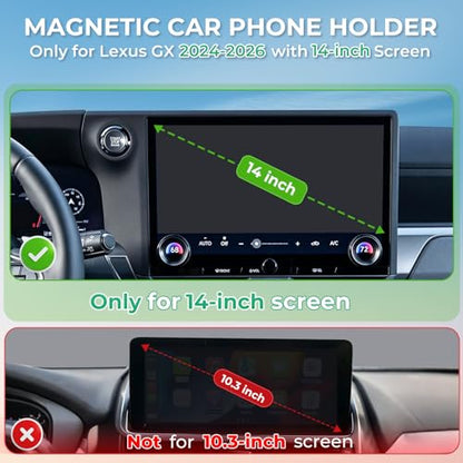 Car Phone Holder for Lexus GX GX550 2026 2025 2024 (Only for 14-Inch Screen) 360° Rotation Magnetic Cell Phone Mount, Compatible with Magsafe, Does Not Affect Air Vent - style: Fit for 2024-2026 GX, 14-Inch