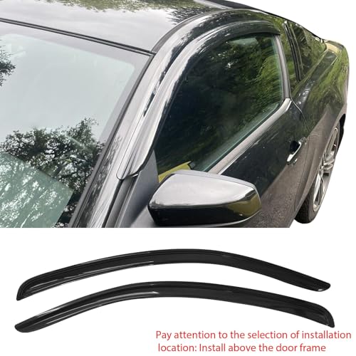 Window Visor Compatible with 2010-2014 Ford Mustang Coupe(Not Fits Convertible), Acrylic Smoke Tinted 2PCS Sun Rain Shade Guard Wind Vent Air Deflector by IKON MOTORSPORTS, 2011 2012 2013