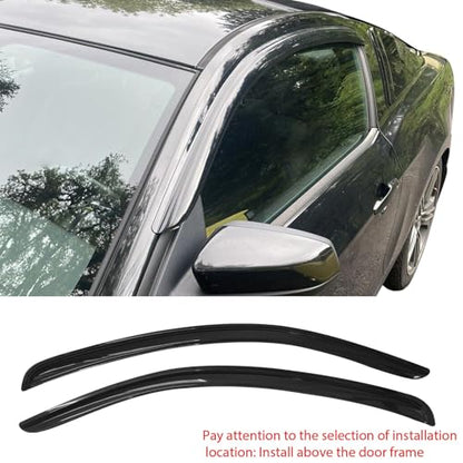 Window Visor Compatible with 2010-2014 Ford Mustang Coupe(Not Fits Convertible), Acrylic Smoke Tinted 2PCS Sun Rain Shade Guard Wind Vent Air Deflector by IKON MOTORSPORTS, 2011 2012 2013