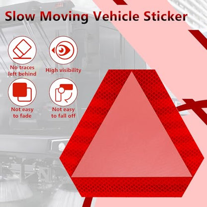 BFXM 2 PCS Reflective Slow Moving Vehicle Triangle Stickers, 7" x 8" Triangle Diamond Grade Slow Moving Vehicle Sign, Car Accessories for Golf Cart, UTV - color: 2 Pcs