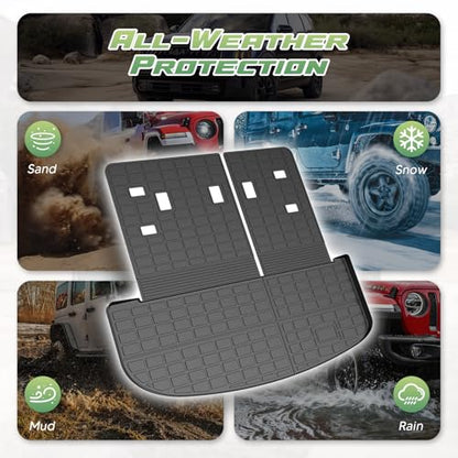 Cartist Cargo Mat & Backrest Mat Fits for Kia Telluride 2020 2021 2022 2023 2024 2025 (7/8 Passenger) All Weather TPE Trunk mat for Telluride Car Accessories for Telluride 2020-2025 - size: 4)Kia Telluride (7/8 Seats)【20-25】