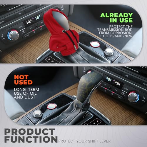 Gear Shift Hoodie, Gear Shift Cover, Fashionable Hoodie Automotive Gear Shift Knob Protector, Car Accessories Mini Sweater Gear Shift Knob Cover for Car Gear Shift Levers (Red) - color: Red