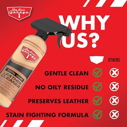 Jay Leno's Garage Leather Cleaner – Deep-Cleaning Leather Seat Cleaner for Car Interior, pH-Balanced Car Refresher That Gently Cleans, Lifts Grime, Refurbish and Restores All Leather Surfaces (16 oz) - style: Cleaner