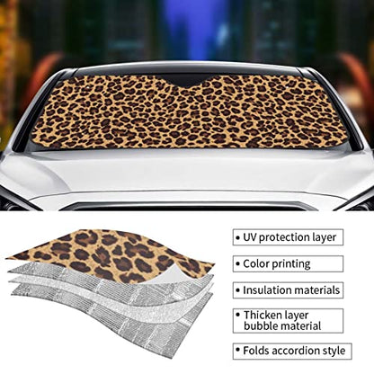 Leopard Car Windshield Sunshade Front Window Sun Visor Protector Foldable Shield Cover for Truck SUV - color: White3