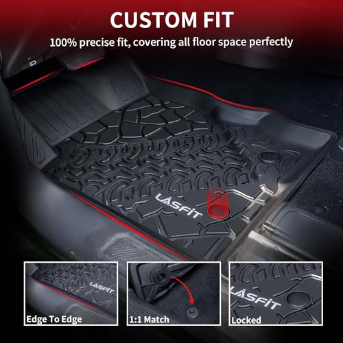 LASFIT Floor Mats & Cargo Liner for Ford Bronco 4-Door Carpet Floor Only 2026 2025 2024 2023 2022 2021 All Weather TPE SUV Trunk Mat Custom Fit Cargo Area Mat, 1st+2nd Row+Trunk Liner Full Set - style: 4) Bronco 4-door| 21-25 | Combo Set Carpet Floor