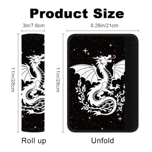 2Pcs Soft Auto Seat Belt Cover Pad Dragon White Car Seatbelt Shoulder Cushion for Comfortable Driving, Compatible with All Cars' Seatbelt and Backpack Straps - color: Dragon