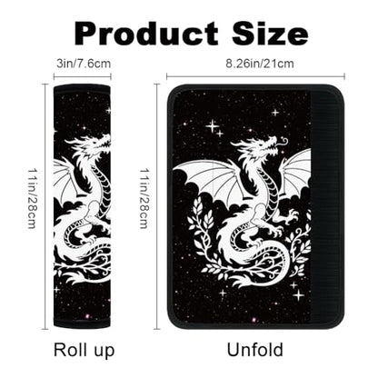 2Pcs Soft Auto Seat Belt Cover Pad Dragon White Car Seatbelt Shoulder Cushion for Comfortable Driving, Compatible with All Cars' Seatbelt and Backpack Straps - color: Dragon