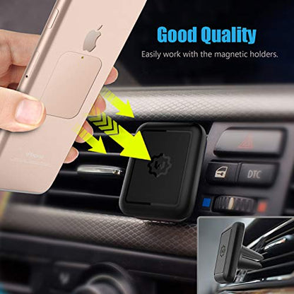 Mount Metal Plate with Adhesive for Magnetic Cradle-Less Mount -X4 Pack 2 Rectangle and 2 Round (Compatible with Magnetic mounts) (Gold) - color: Gold