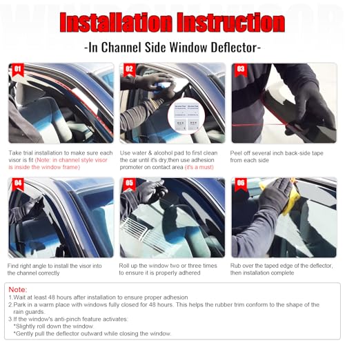 IKON MOTORSPORTS in Channel Window Visors Compatible with 2013-2020 Ford Fusion, Slim Style Acrylic Smoke Rain Guards, Side Window Wind Deflectors 4PCS