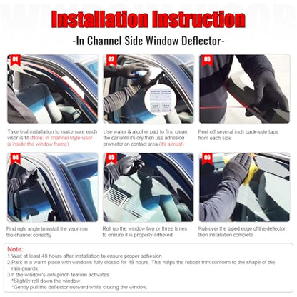 Window Visor Compatible with 1993-2011 Ford Ranger Mazda, in Channel Style Dark Smoke Tint Acrylic Shade Rain Sun Guard Wind Vent Air Deflector by IKON MOTORSPORTS, 1994 1995 1996 1997 1998 1999