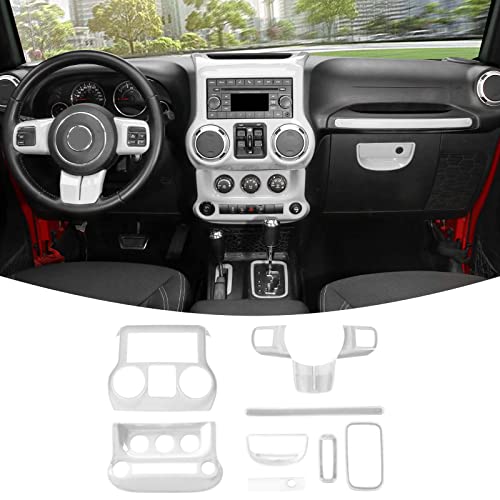 RT-TCZ for Jeep JK Interior Trim Kit White, JKU Center Console Dashboard Panel Trim Cover for Jeep Wrangler JK JKU 2011-2017 White Interior Accessories 10pcs - color: white