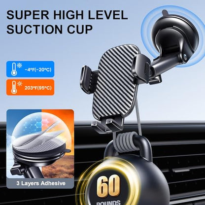 GUWEZ Phone Holder Car Mount for iPhone [Powerful Suction] Phone Mount for Car Dashboard Windshield Air Vent Universal Accessories [Thick Cases Friendly] Automobile Phone Holder Fit iPhone Smartphone - style: Windshield/Dashboard/Vent