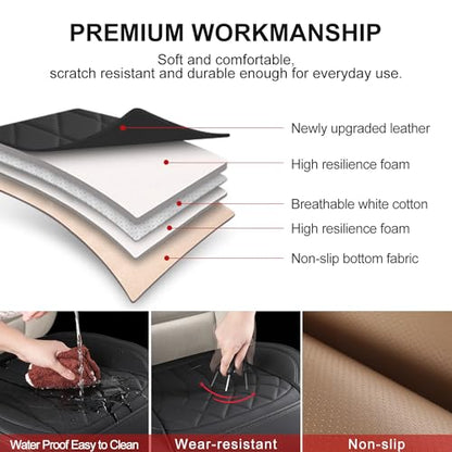 BEITK 2 Pack Leather Front Car Seat Cover Bottom Car Seat, Universal Anti-Slip Driver Car Seat Protectors with Storage Pocket, Waterproof Bottom Auto Seat Cushion Pad Mat for Most Vehicles(Black) - color: cushion pair black