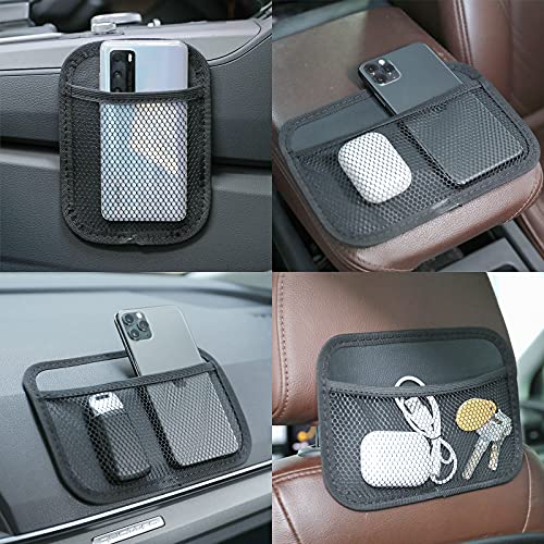 INNOLIFE Car Net Pocket Side Clutter Scattered Storage Phone Holder Strong Paste Organizer 8"x5.75"(3pcs L, 1pcs S) - size: 3 Large+1 Small