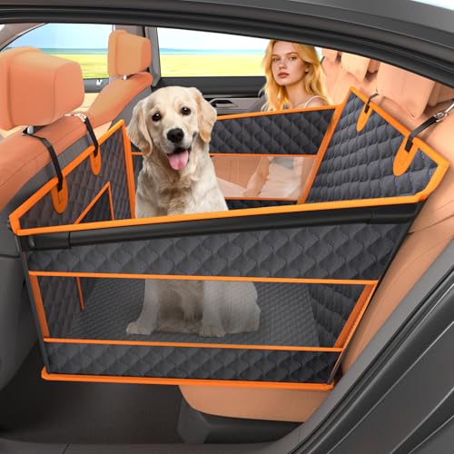 Instraella Dog Car Seat for Large Dogs, Half Back Seat Extender with Hard Bottom, Waterproof Non-Slip Pet Car Seat for Cars, SUVs and Trucks, Fits Medium Dogs - color: Black