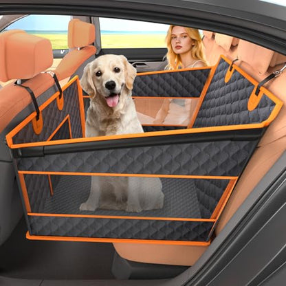 Instraella Dog Car Seat for Large Dogs, Half Back Seat Extender with Hard Bottom, Waterproof Non-Slip Pet Car Seat for Cars, SUVs and Trucks, Fits Medium Dogs - color: Black