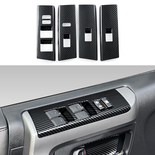 Car Window Lift Switch ABS Sticker Carbon Fiber Decal Cover Interior Trim Accessories for Toyota 4Runner SUV 2010-2025 Black - color: Window Lift Switch