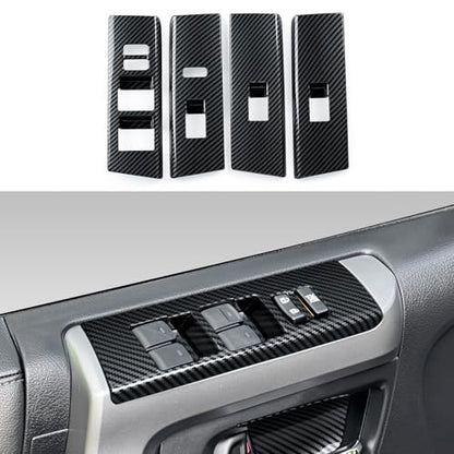 Car Window Lift Switch ABS Sticker Carbon Fiber Decal Cover Interior Trim Accessories for Toyota 4Runner SUV 2010-2025 Black - color: Window Lift Switch