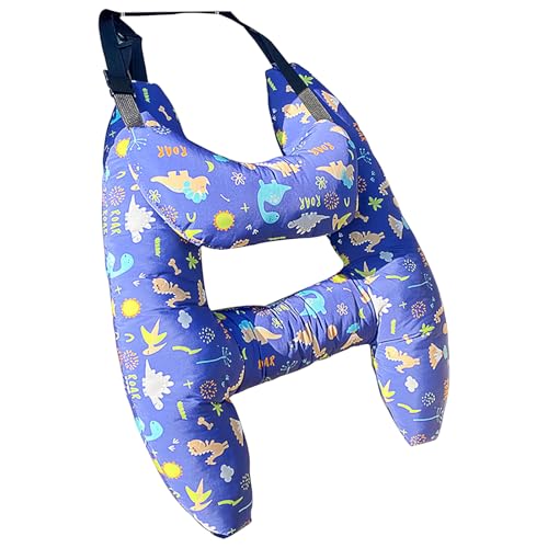 Car Travel Pillow, H-Shape Car Sleeping Soft Neck Pillow Head and Body Support Cushion for Car Seat Pillow with Headrest for Road Trips (Dinosaur)