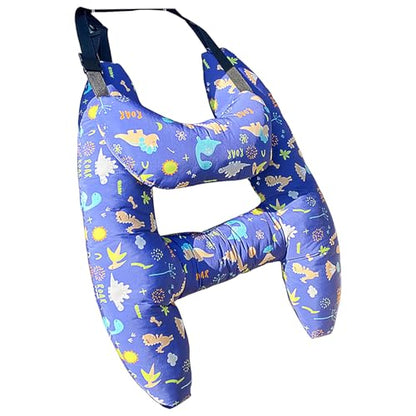 Car Travel Pillow, H-Shape Car Sleeping Soft Neck Pillow Head and Body Support Cushion for Car Seat Pillow with Headrest for Road Trips (Dinosaur)