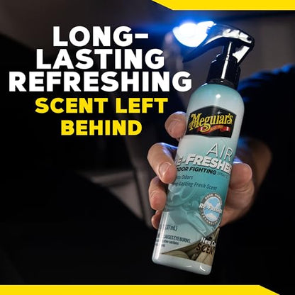 Meguiar’s Air Re-Fresher Odor Fighting Spray - New Car Scent - Convenient Car Air Freshener that Instantly Fights Odors and Leaves Behind a Long-Lasting New Car Scent, 8 Oz Trigger Spray - size: 8 Fl Oz (Pack of 1)
