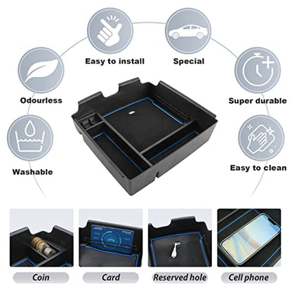 SKTU for 2022-2024 2025 2026 Kia Carnival Center Console Organizer 2022-2024 2025 2026 Carnival Accessories Insert ABS Materials Tray 2024 2025 2026 Carnival Console Tray with Coin and USB Hole (Blue) - color: Blue