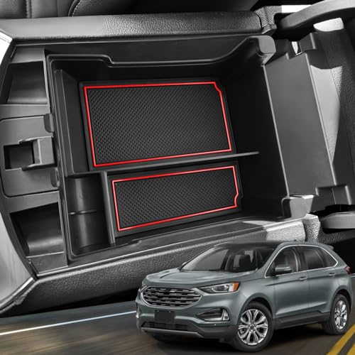 YEE PIN for 2024 Ford Edge Center Console Organizer Tray for 2021-2024 Edge SE/SEL/ST-Line/Titanium/ST Middle Console Organizer Center Console Storage Tray for 2024 Ford Edge SEL Accessories(Red) - color: Red Trim (1PCS)